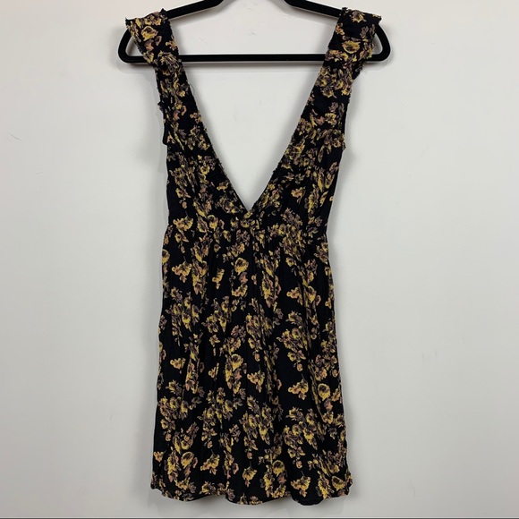Blue Life Deep V Floral Sundress in Black Multi - Picture 2 of 7